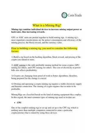 What is Know as  Mining Rig?