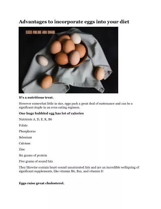 advantages to incorporate eggs into your diet