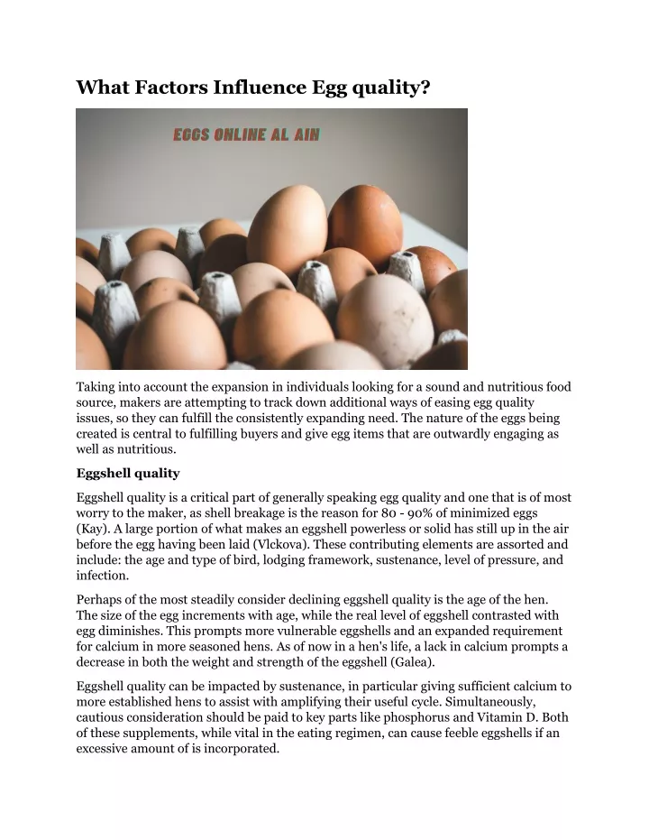 what factors influence egg quality