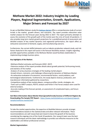 methane market 2022 industry insights by leading