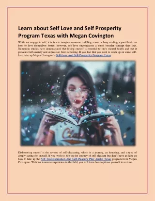 Learn about Self Love and Self Prosperity Program Texas with Megan Covington