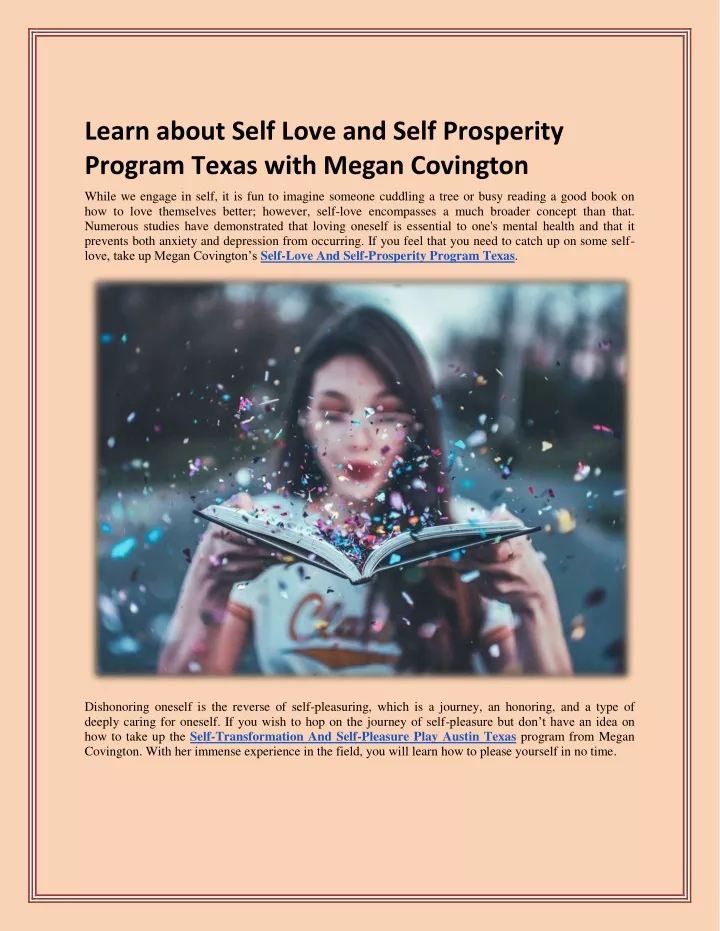 learn about self love and self prosperity program