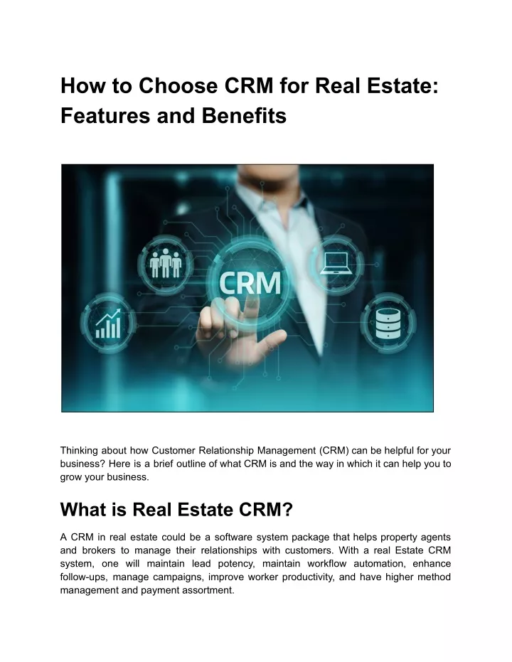 how to choose crm for real estate features
