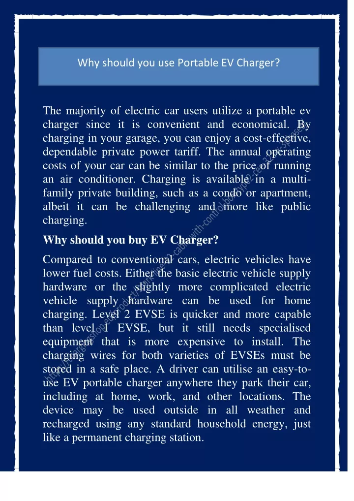 why should you use portable ev charger