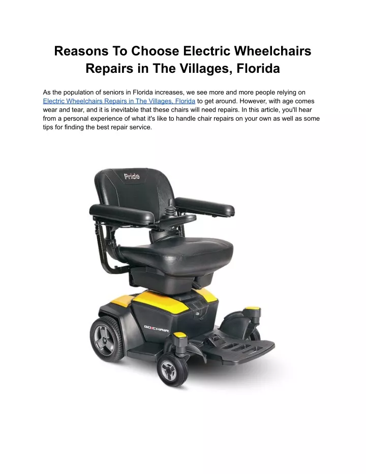 reasons to choose electric wheelchairs repairs