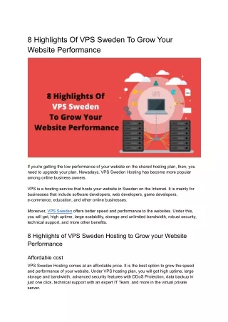 8 highlights of vps sweden to grow your website