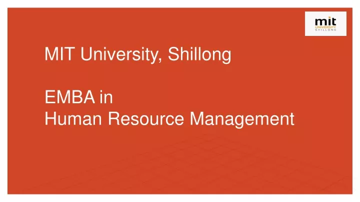 mit university shillong emba in human resource management