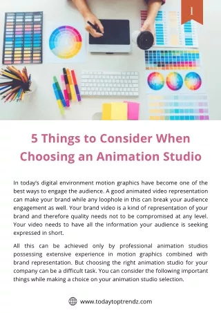 5 Things to Consider When Choosing an Animation Studio