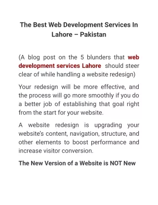 the best web development services in lahore