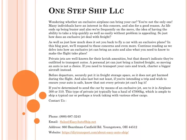 one step ship llc