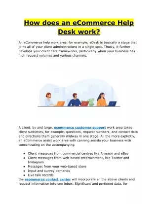 how does an ecommerce help desk work
