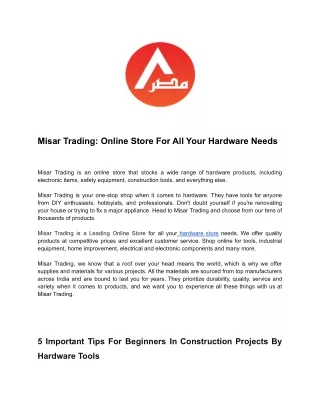 misar trading online store for all your hardware