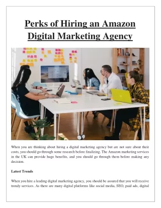 Perks of Hiring an Amazon Digital Marketing Agency