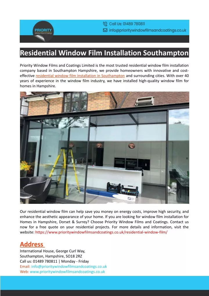 residential window film installation southampton