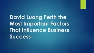 David Luong Perth the Most Important Factors That Influence Business Success