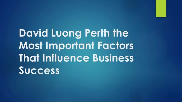david luong perth the most important factors that influence business success