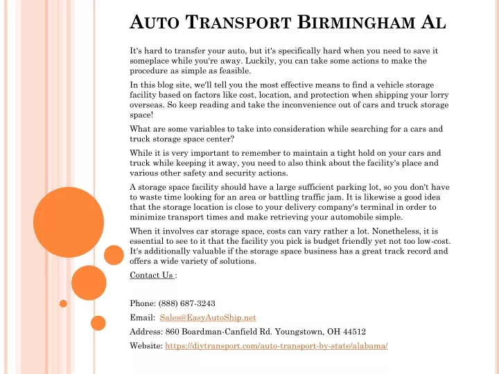 auto transport birmingham al