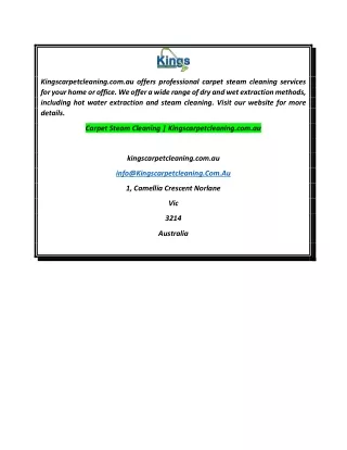 Carpet Steam Cleaning  Kingscarpetcleaning.com.au