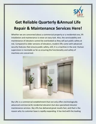 Lift Installation Services in Rajasthan