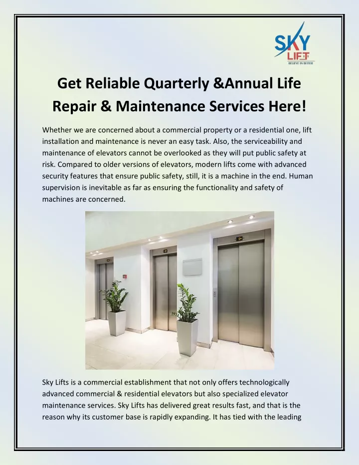 get reliable quarterly annual life repair
