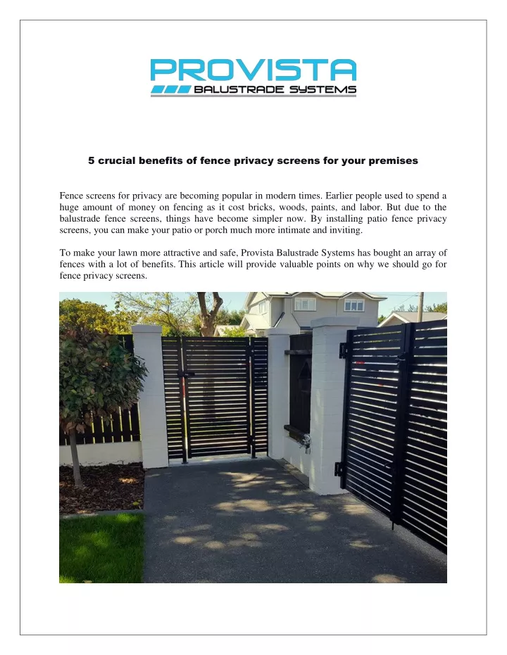5 crucial benefits of fence privacy screens