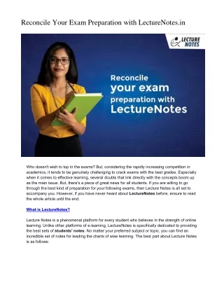 RECONCILE YOUR EXAM PREPARATION WITH LECTURE NOTES