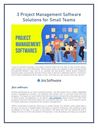 3 project management software solutions for small