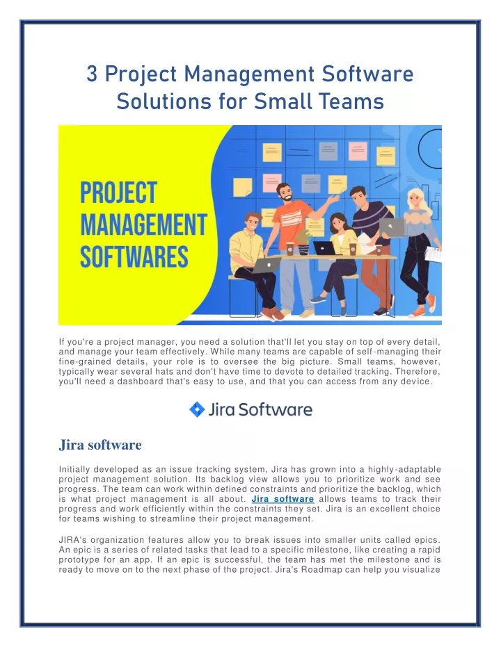 3 project management software solutions for small