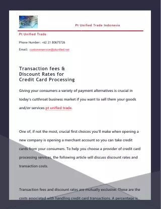 Transaction fees and Discount Rates for Credit Card Processing