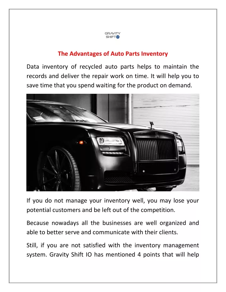 the advantages of auto parts inventory