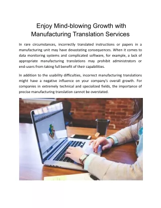 Enjoy Mind-blowing Growth with Manufacturing Translation Services
