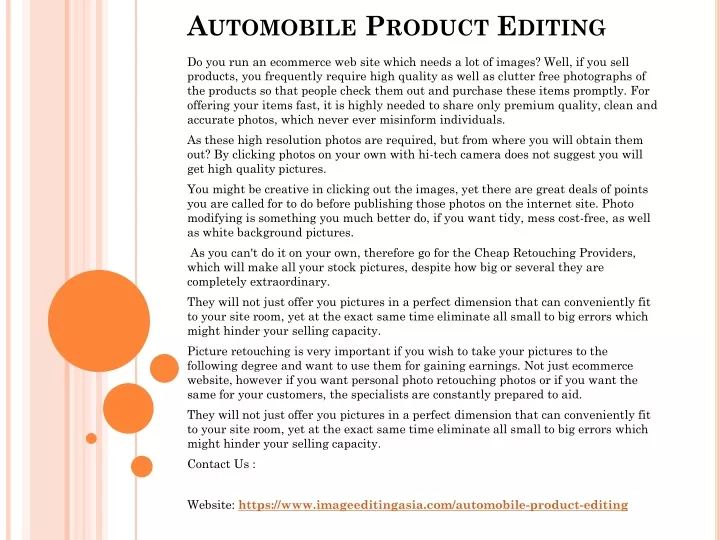 automobile product editing