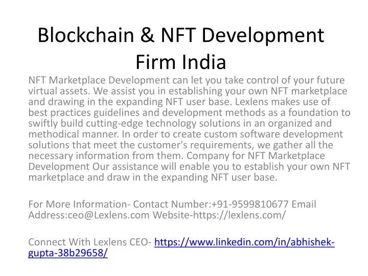 blockchain nft development firm india