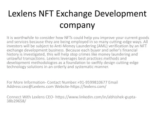 lexlens nft exchange development company