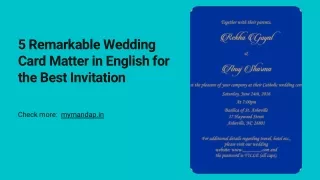 5Remarkable Wedding Card Matter in English for the Best Invitation
