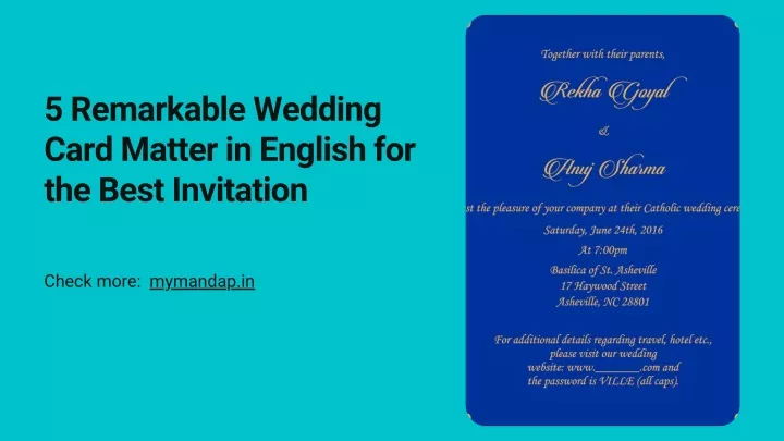 5 remarkable wedding card matter in english