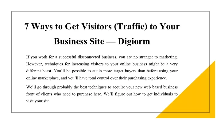 7 ways to get visitors traffic to your business site digiorm