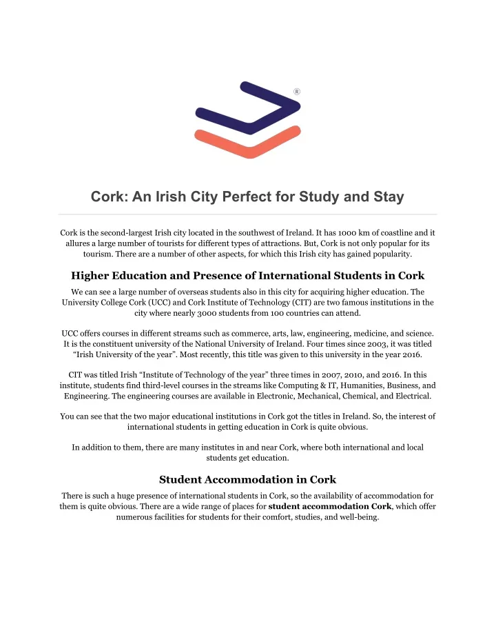 cork an irish city perfect for study and stay