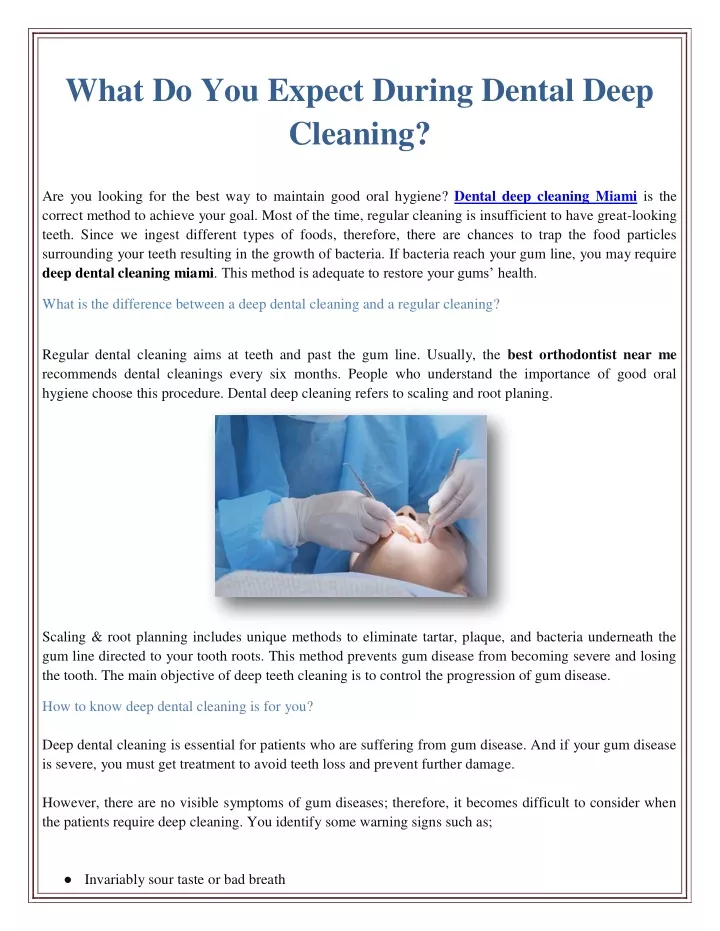 what do you expect during dental deep cleaning