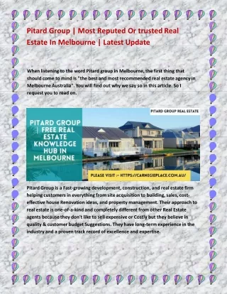 Pitard Group Viral News | Trustful Real Estate Information Provider in Melbourne