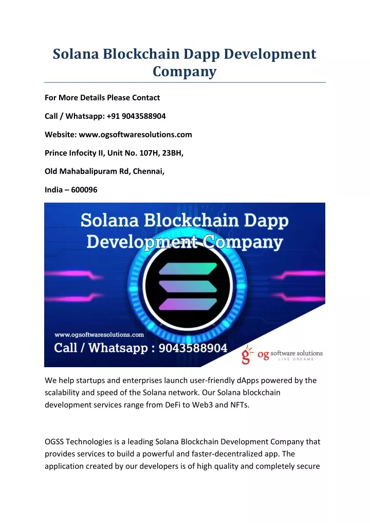 solana blockchain dapp development company