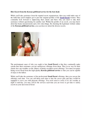 Hire Escort from the Korean girlfriend service for the best deals
