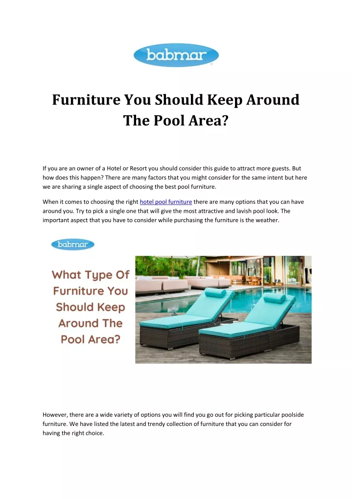 furniture you should keep around the pool area