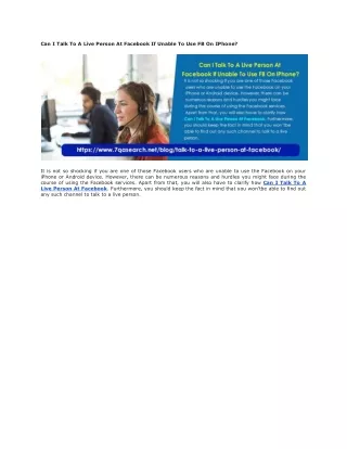 Can I Talk To A Live Person At Facebook If Unable To Use FB On IPhone