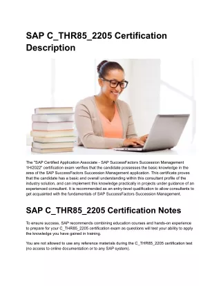 SAP C_THR85_2205 Certification Description
