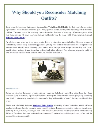 why should you reconsider matching outfits