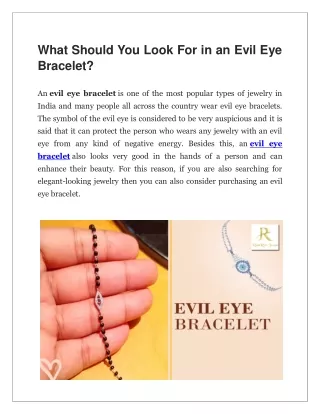 what should you look for in an evil eye bracelet