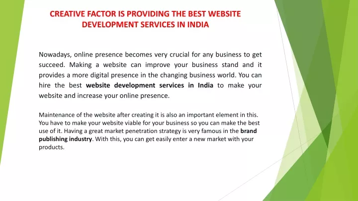 creative factor is providing the best website