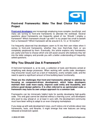 front end frameworks make the best choice