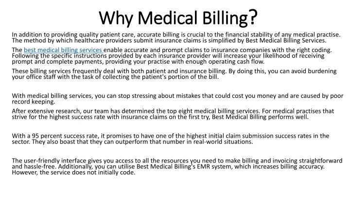 why medical billing